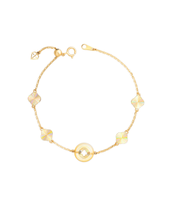 Moonlight Lắc Vàng 14K Đá mother of pearl