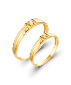 Promis Nhẫn cưới Vàng Ý 14K đá CZ