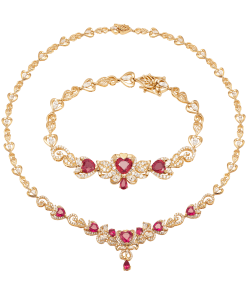 Bộ trang sức cưới Vàng 18K đính đá Ruby
