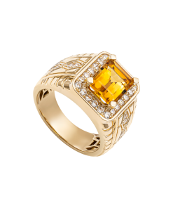 Nhẫn nam Vàng 18K đính đá Citrine MANCODE