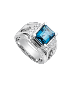Nhẫn nam Vàng trắng 14K Đính đá Topaz MANCODE